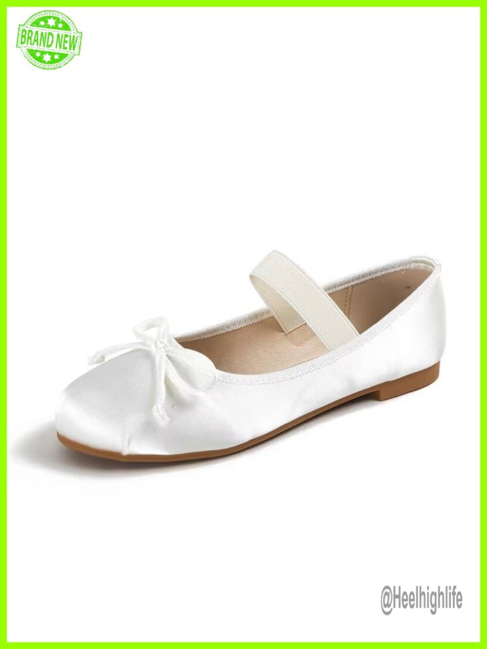 Women's Satin Mary Jane Flats Round Toe Elastic Strap Dress Shoes